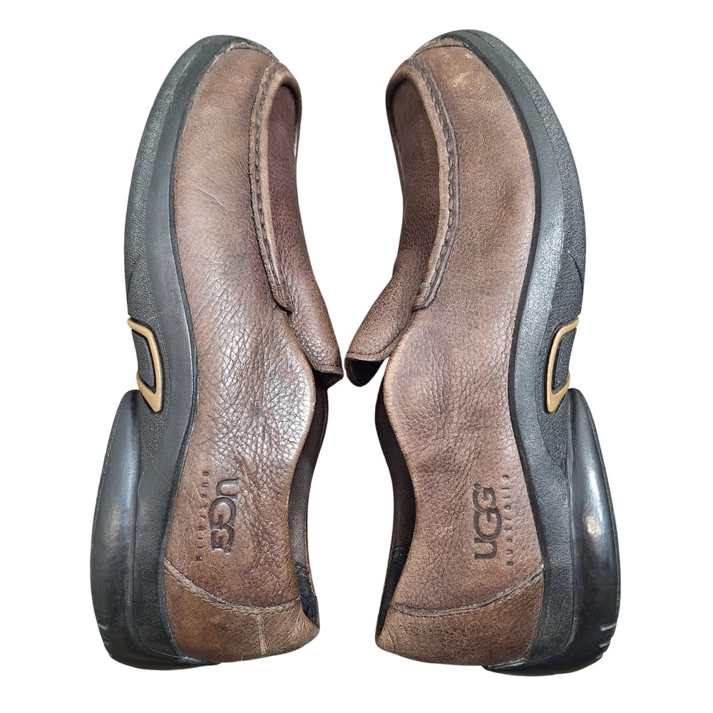 UGG Australia Women's 7 Brown Leather Casual Slip On Moc Toe Loafers Shoes 5475